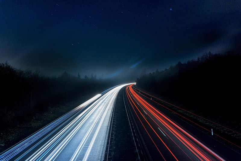 Low shutter speeds picture over traffic